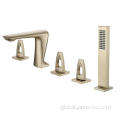 China Brass Three Handle 5 Holes Bathroom Tub Mixer Supplier